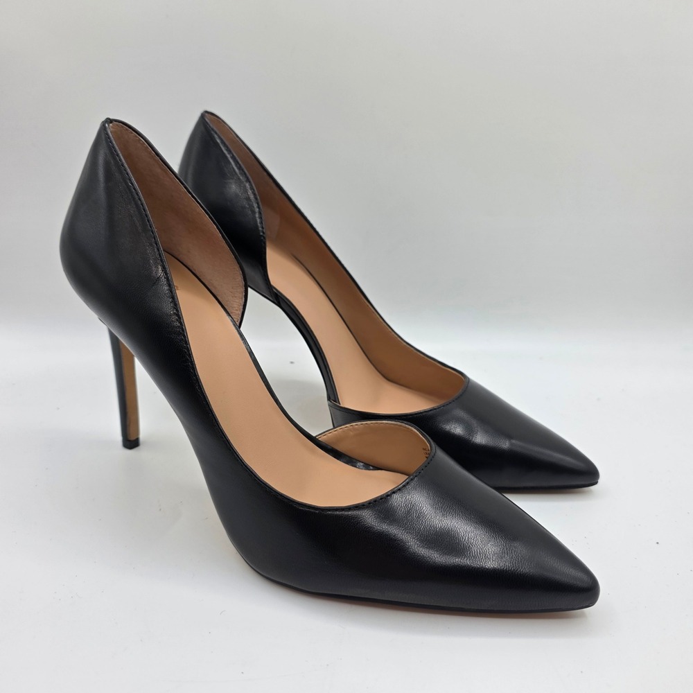 INC Kenjay Black Leather D'Orsay Pointed Toe Stiletto Pumps Womens 10M